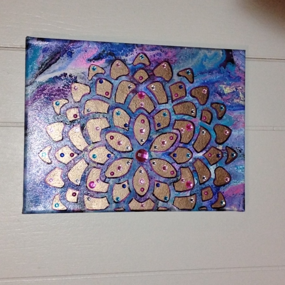 Hand painted/ poured canvas